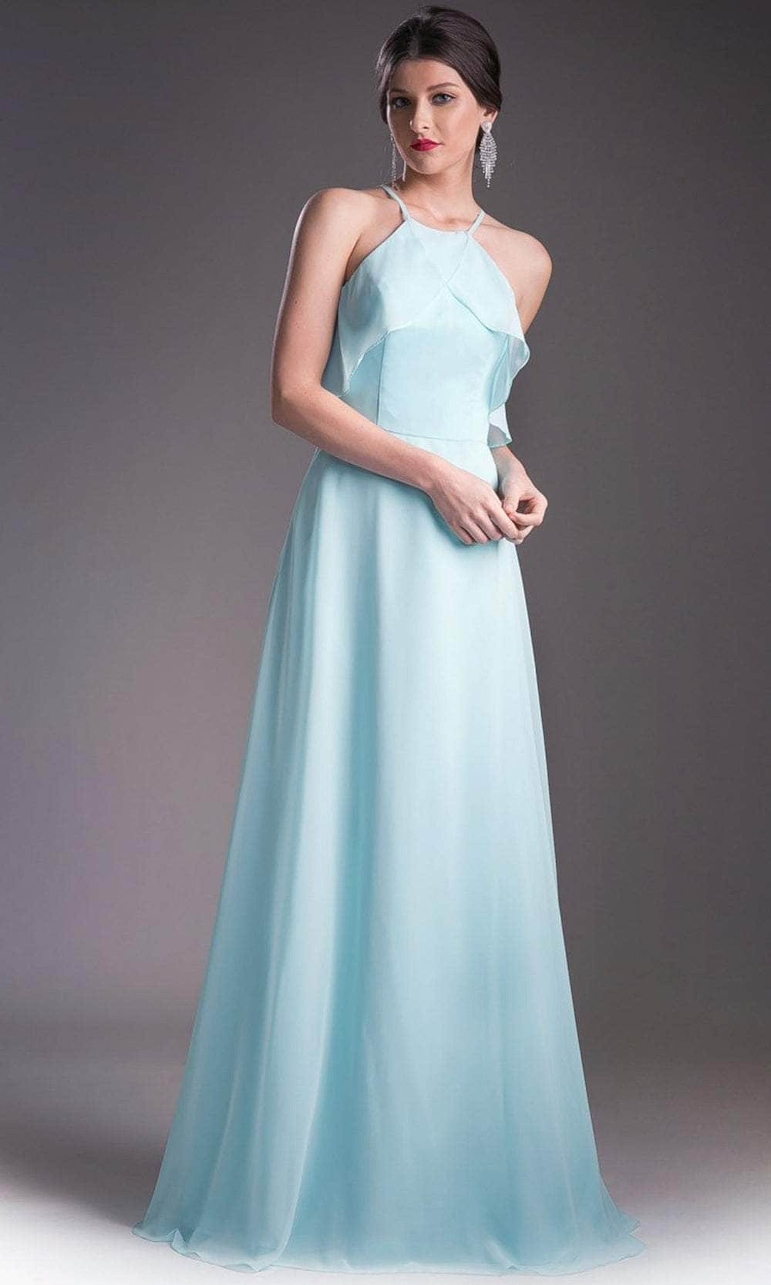 Cinderella Divine 13032 - Simple Thin Strapped Halter Dress