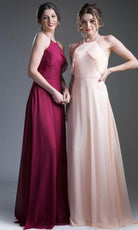 Cinderella Divine 13032 - Simple Thin Strapped Halter Dress