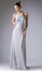 Cinderella Divine 13032 - Simple Thin Strapped Halter Dress