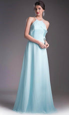 Cinderella Divine 13032 - Simple Thin Strapped Halter Dress - back view