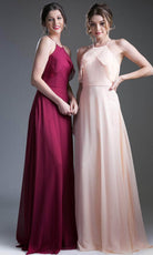 Cinderella Divine 13032 - Simple Thin Strapped Halter Dress - detail view