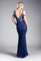 Cinderella Divine 13112A - Embellished Strappy V-neck Lace Fitted Dress - view 4