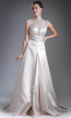 Cinderella Divine 13557 - Illusion High Neck A-Line Gown - designer prom dress at Silhouette Dresses