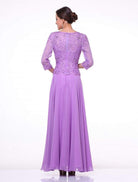Cinderella Divine - 14327 Quarter Sleeve Soutache Bodice A-Line Long Formal Dress - view 11