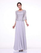 Cinderella Divine - 14327 Quarter Sleeve Soutache Bodice A-Line Long Formal Dress - view 13