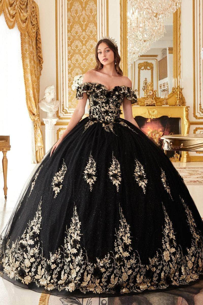 Cinderella Divine 15701 - Off Shoulder Ballgown with Ruffles - back view