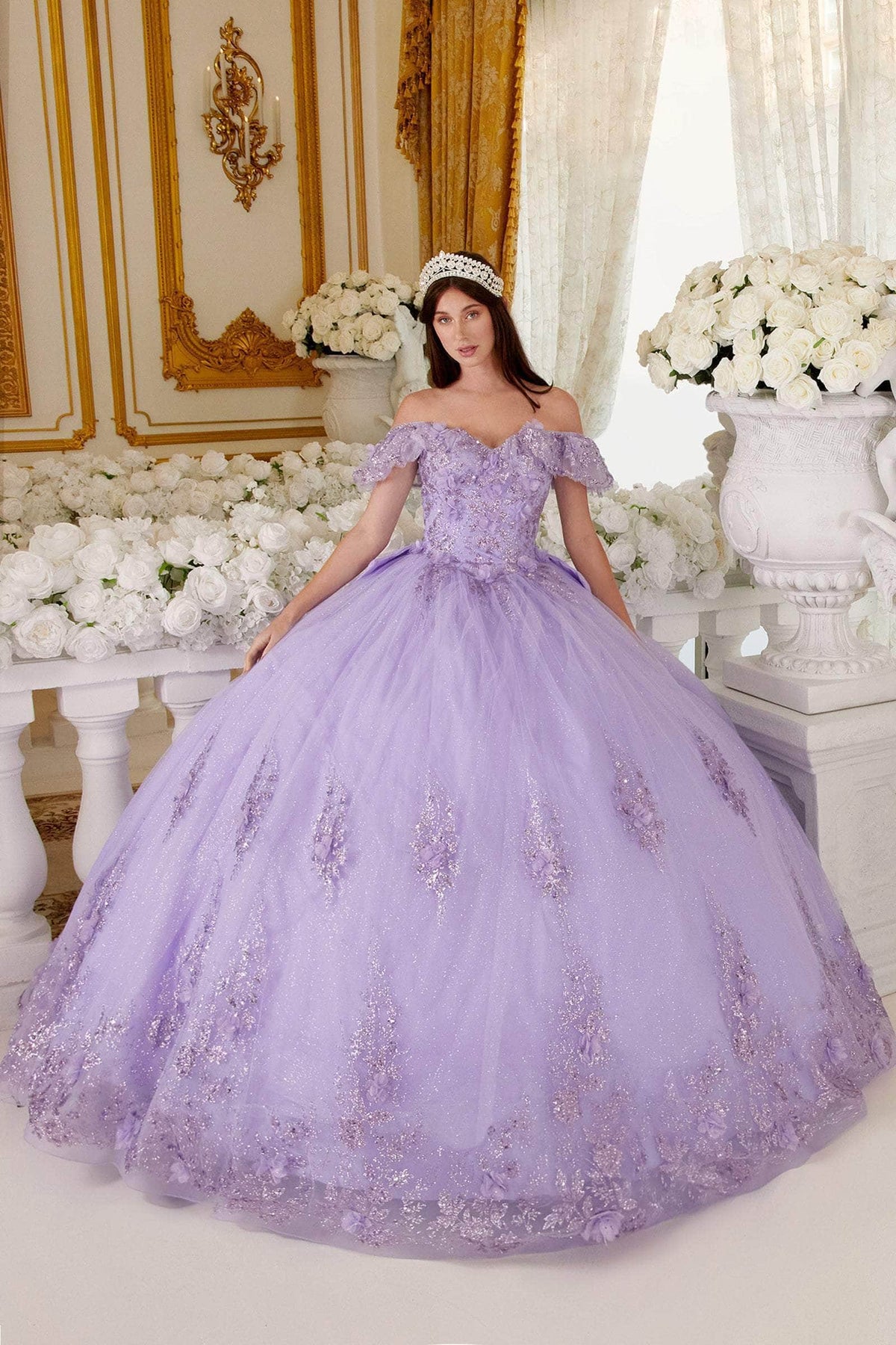 Cinderella Divine 15701 - Off Shoulder Ballgown with Ruffles - view 6