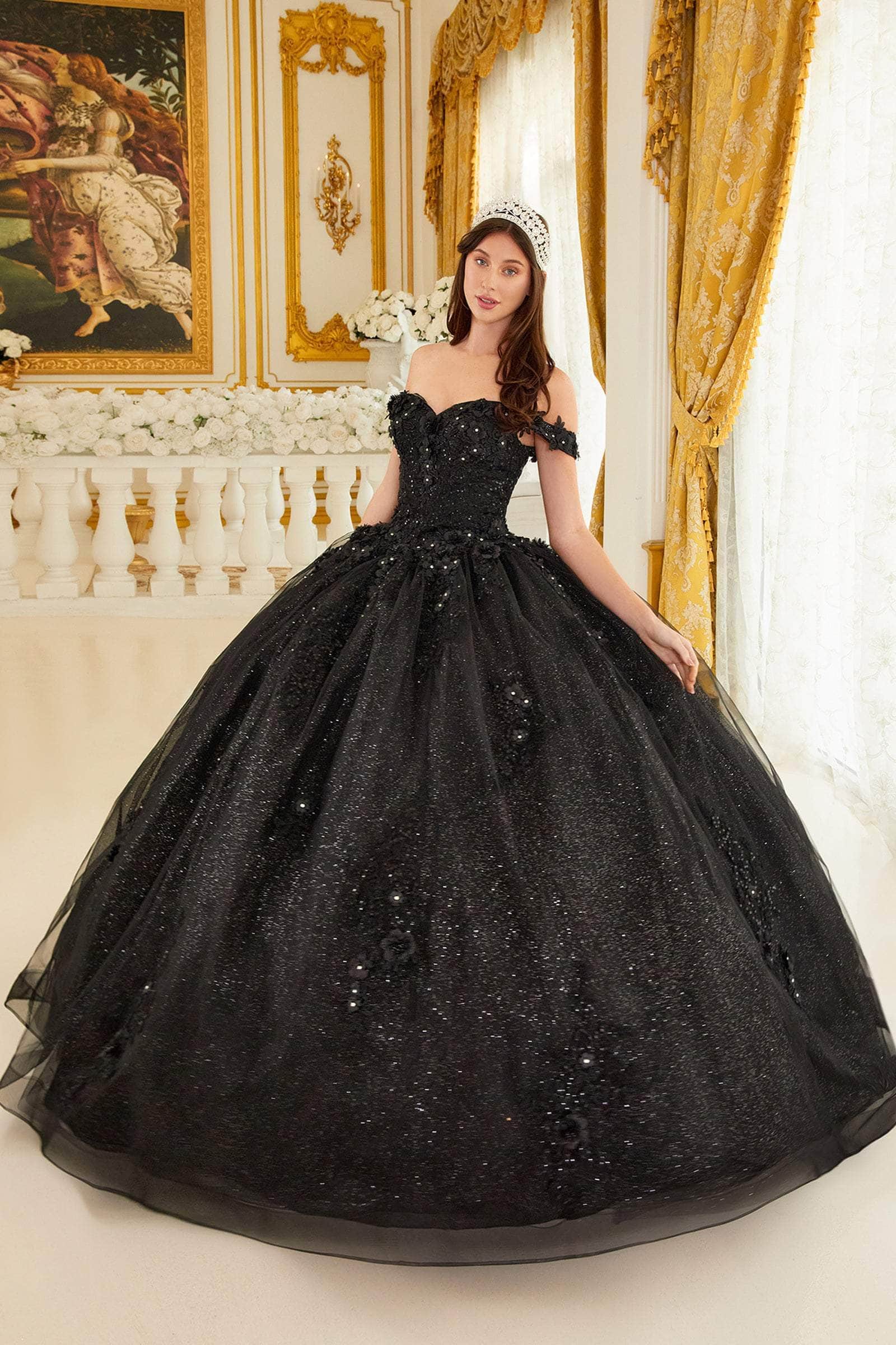 Cinderella Divine 15702 - Ballgown with Delicate Floral Appliques - view 8