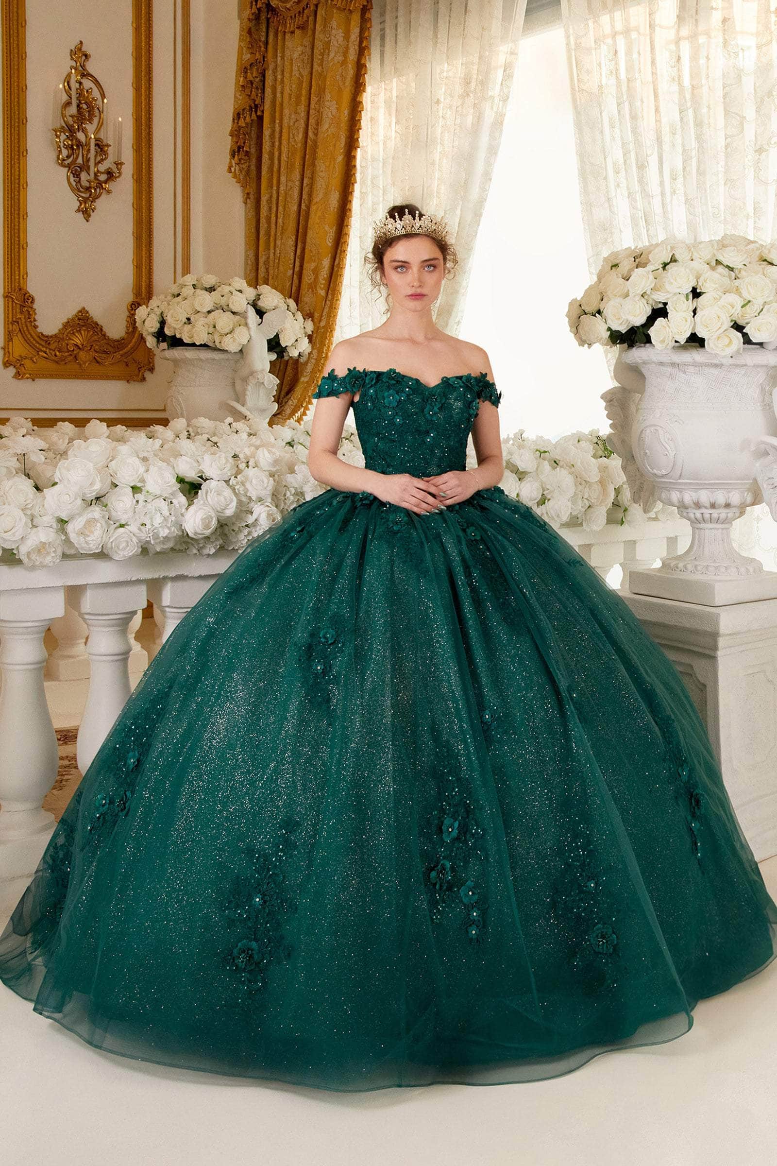 Cinderella Divine 15702 - Ballgown with Delicate Floral Appliques - view 13