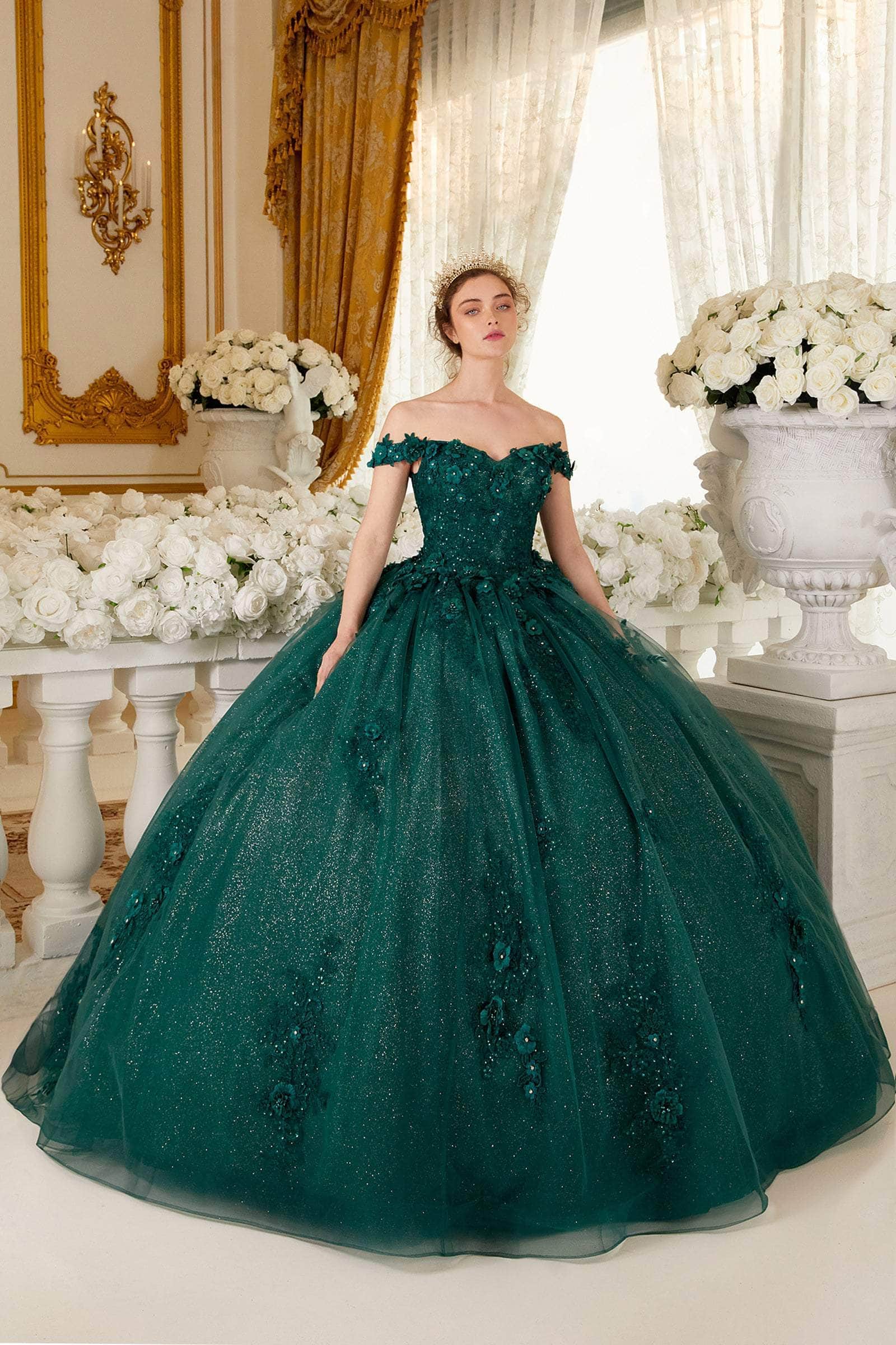 Cinderella Divine 15702 - Ballgown with Delicate Floral Appliques - view 15