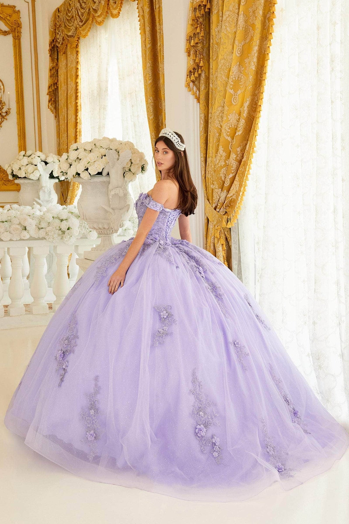 Cinderella Divine 15702 - Ballgown with Delicate Floral Appliques - Silhouette Dresses