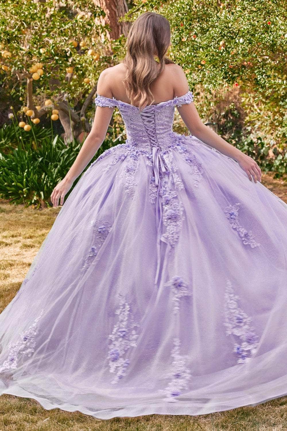 Cinderella Divine 15702 - Ballgown with Delicate Floral Appliques - Silhouette Dresses