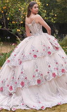 Cinderella Divine 15703 - Sleeveless Floral Detailed Ballgown