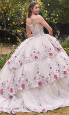 Cinderella Divine 15703 - Sleeveless Floral Detailed Ballgown - back view