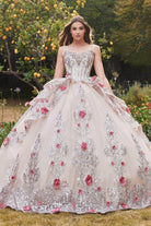 Cinderella Divine 15703 - Sleeveless Floral Detailed Ballgown - view 4