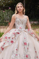 Cinderella Divine 15703 - Sleeveless Floral Detailed Ballgown - view 6