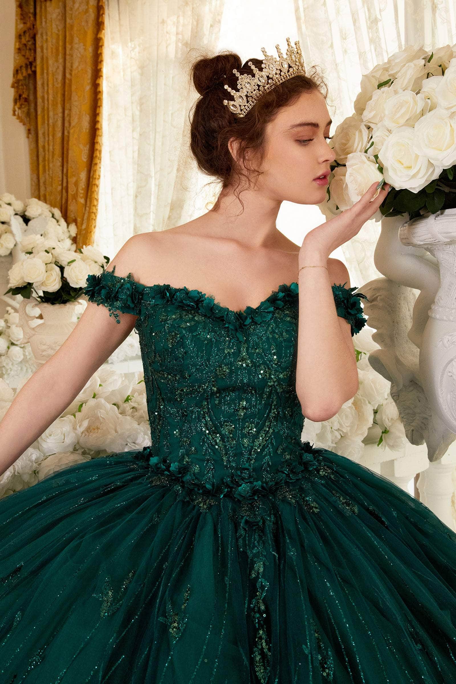 Cinderella Divine 15704 - Floral Appliqué Sweetheart Ballgown - view 12