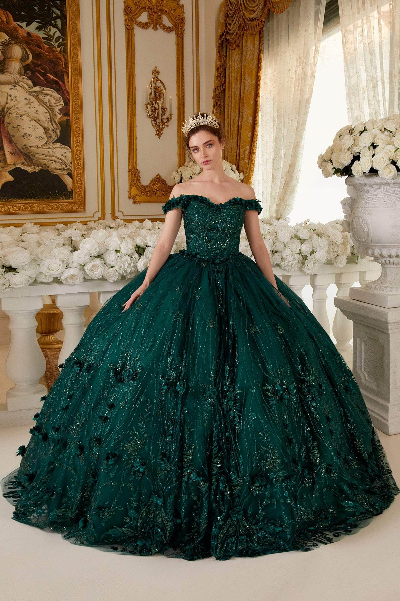 Cinderella Divine 15704 - Floral Appliqué Sweetheart Ballgown - view 10