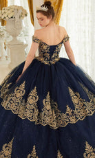 Cinderella Divine 15705 - Gold Lace Applique Off-Shoulder Ballgown - view 8
