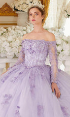 Cinderella Divine 15706 - Off-Shoulder Ballgown with Long Sleeves - detail view