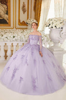 Cinderella Divine 15706 - Off-Shoulder Ballgown with Long Sleeves - view 5