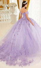Cinderella Divine 15709 - Off-Shoulder Ballgown with Beaded Detailing - back view