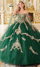 Cinderella Divine 15711 - Off-Shoulder Ballgown with Lace Applique Details - back view