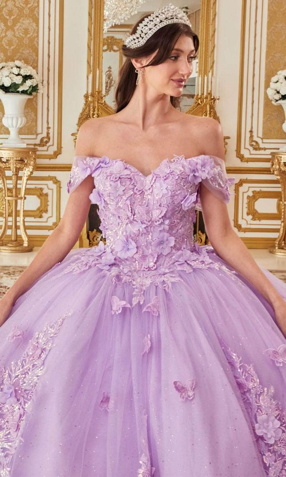 Cinderella Divine 15713 - Sweetheart Ballgown with 3D Floral Appliques - detail view