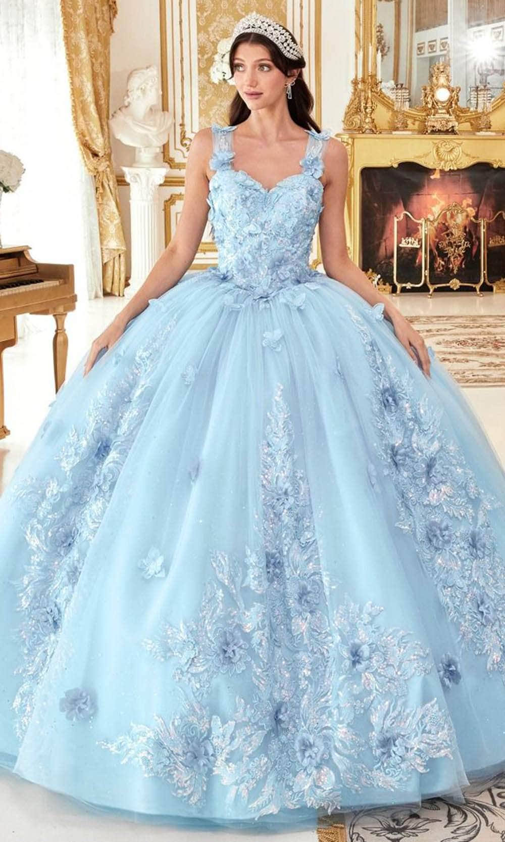 Cinderella Divine 15713 - Sweetheart Ballgown with 3D Floral Appliques - view 6
