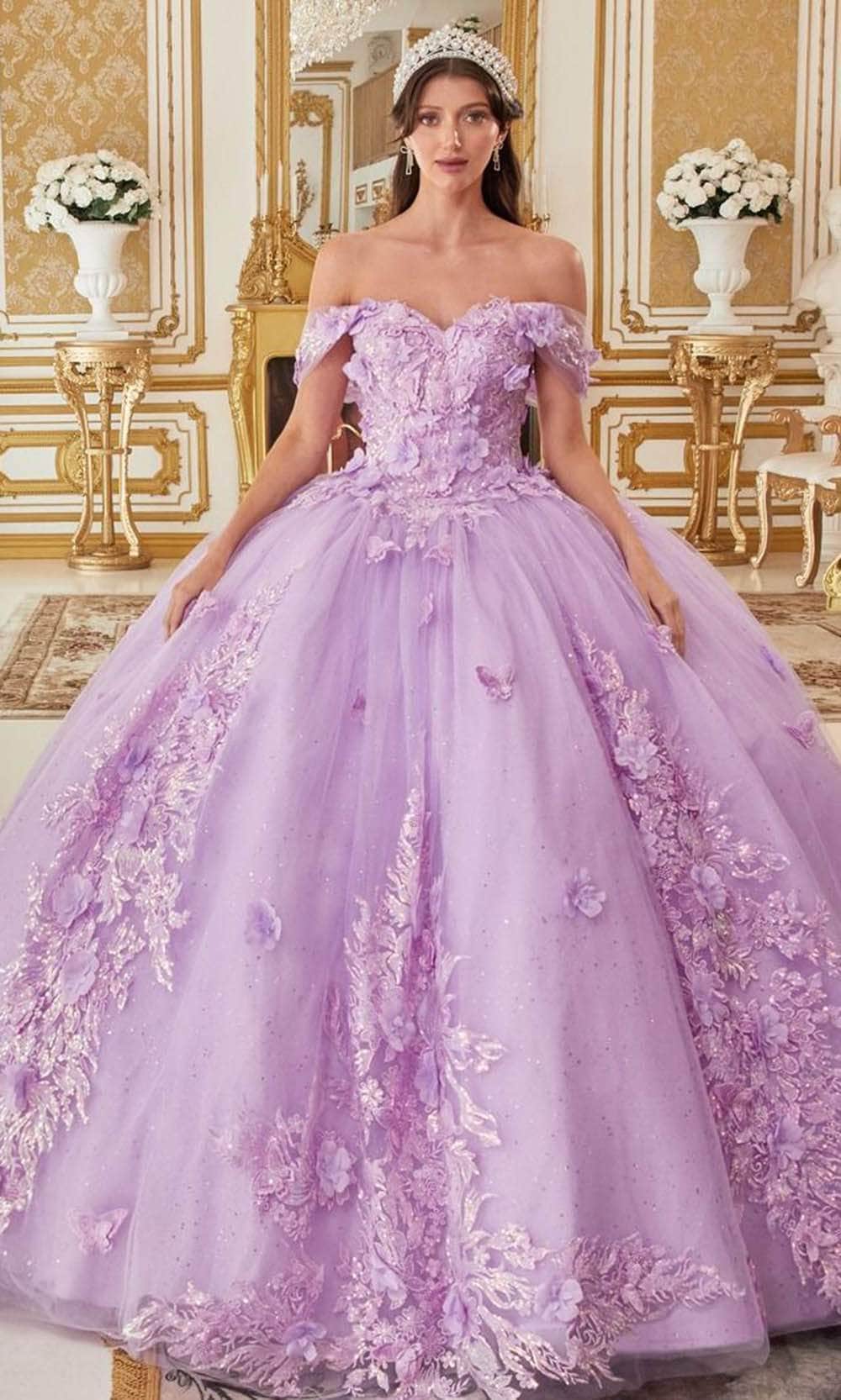Cinderella Divine 15713 - Sweetheart Ballgown with 3D Floral Appliques - Silhouette Dresses