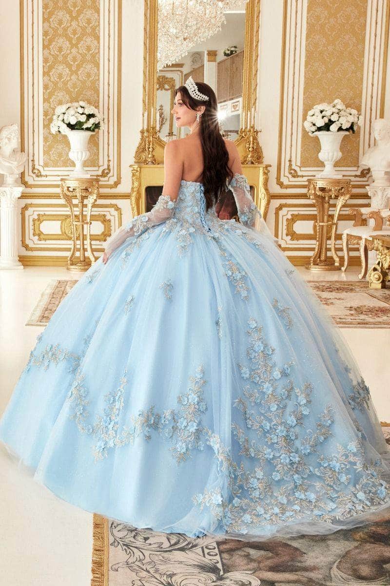 Cinderella Divine 15714 - Floral Applique Strapless Ballgown - view 5
