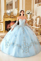 Cinderella Divine 15714 - Floral Applique Strapless Ballgown - view 6