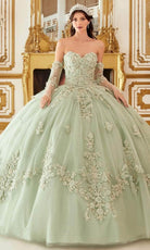 Cinderella Divine 15714 - Floral Applique Strapless Ballgown - detail view