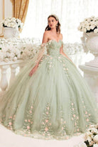 Cinderella Divine 15716 - Floral Embellished Sweetheart Ballgown