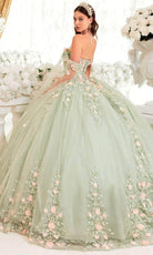 Cinderella Divine 15716 - Floral Embellished Sweetheart Ballgown - back view