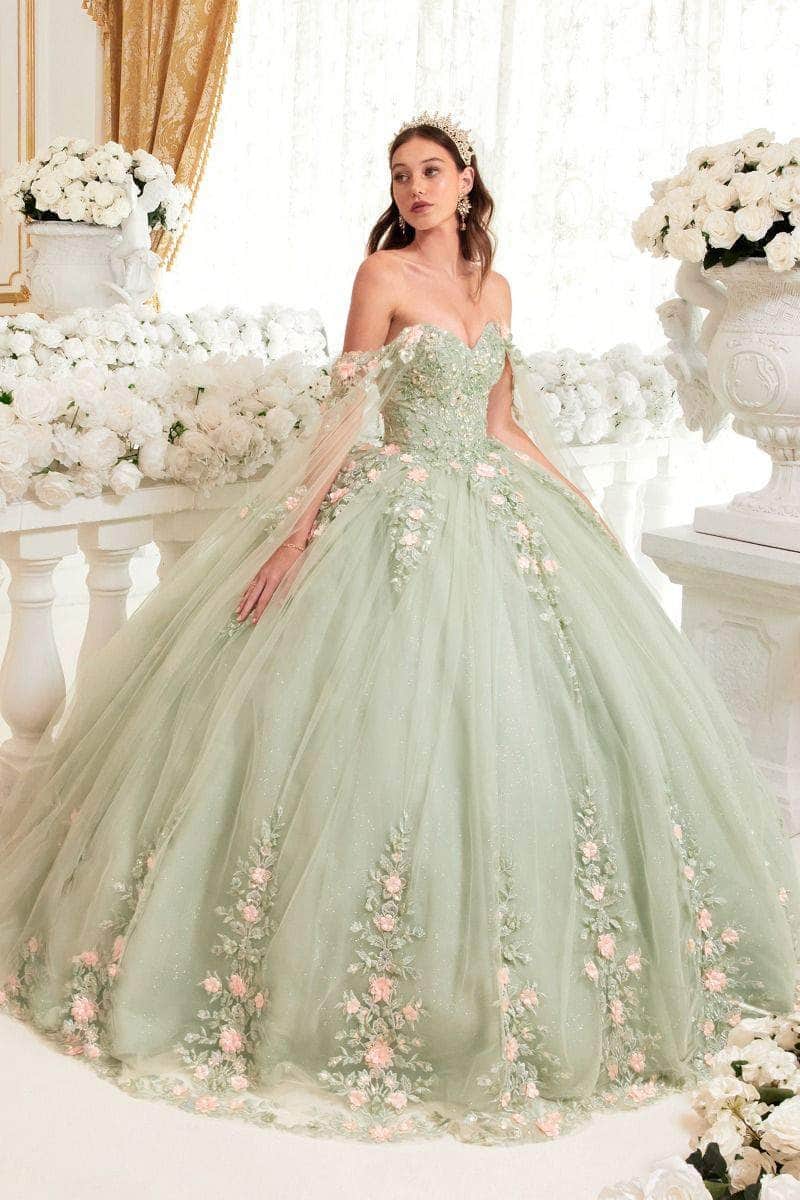 Cinderella Divine 15716 - Floral Embellished Sweetheart Ballgown - view 4