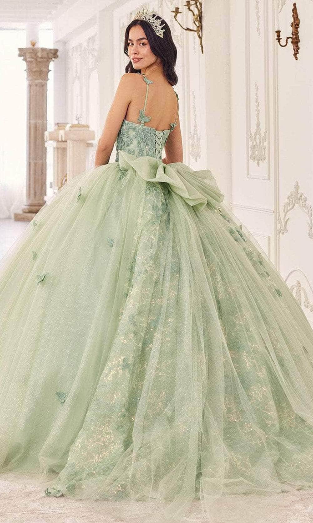 Cinderella Divine 15718 - Floral Applique Ballgown - back view