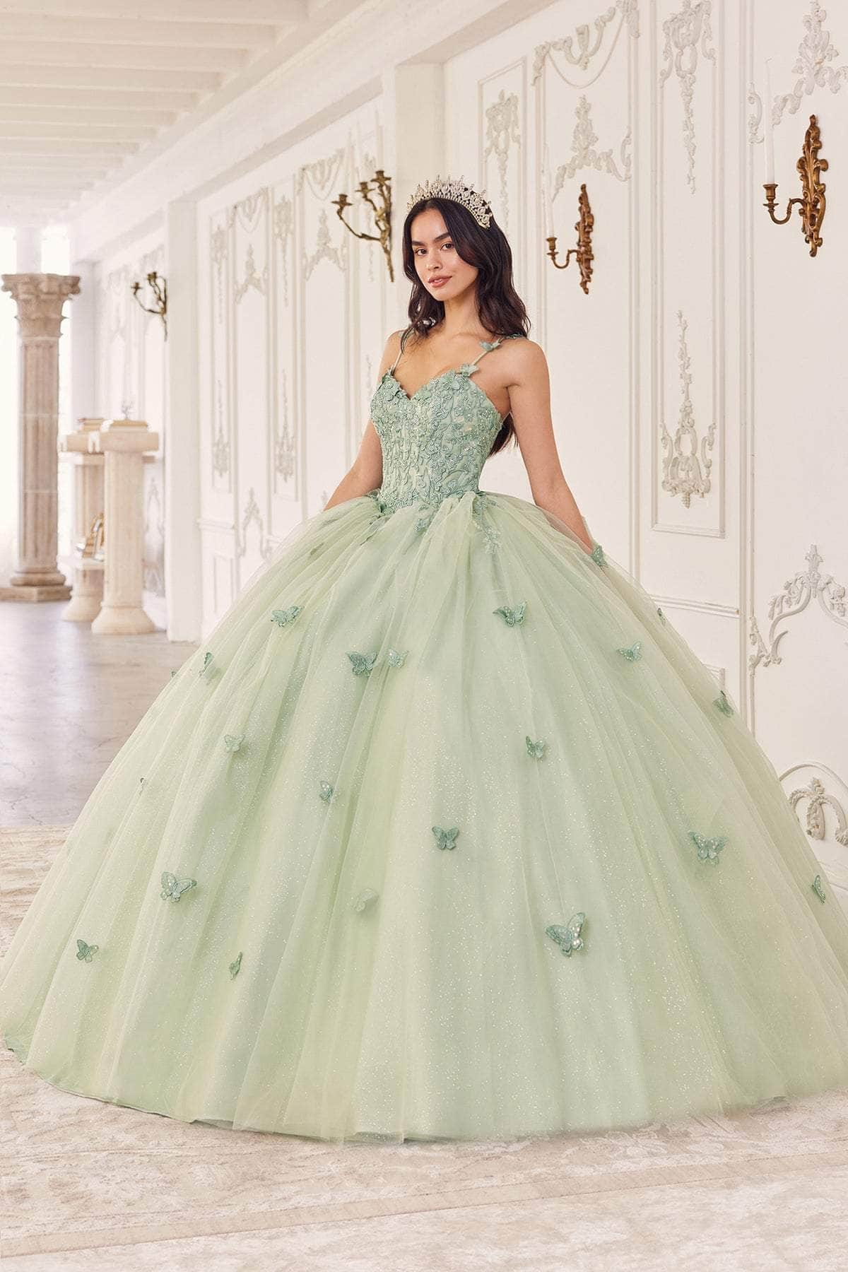 Cinderella Divine 15718 - Floral Applique Ballgown - view 6