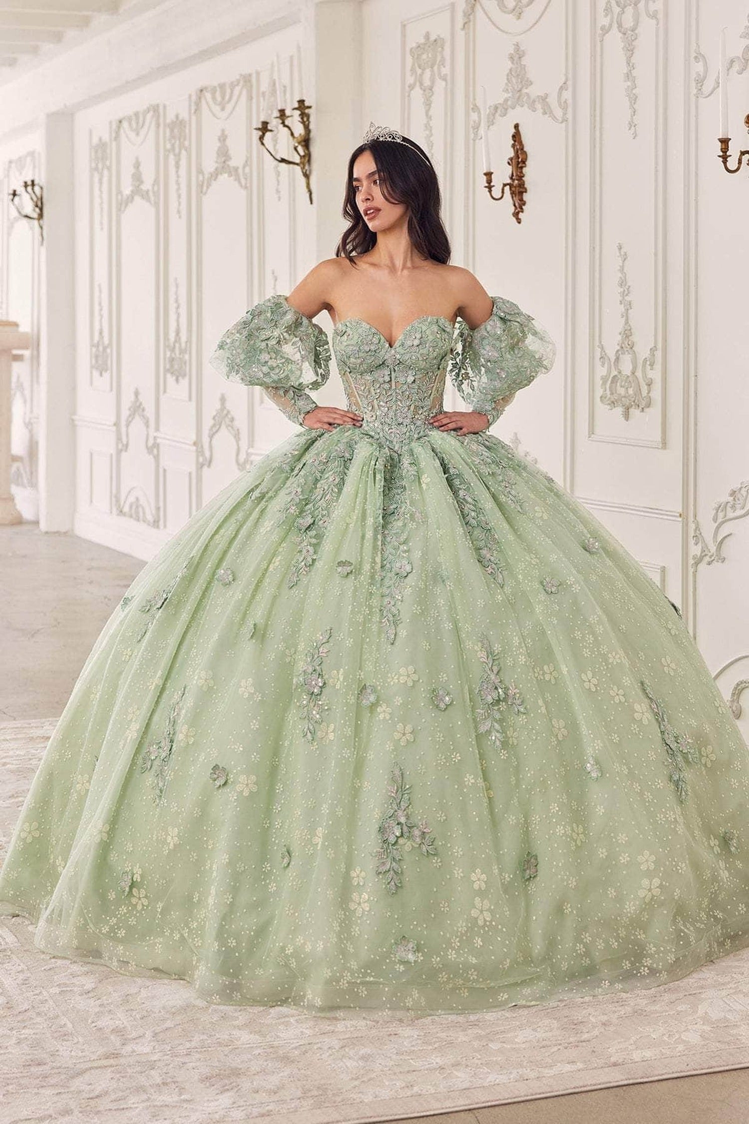 Cinderella Divine 15722 - Ballgown with Statement Puff Sleeves