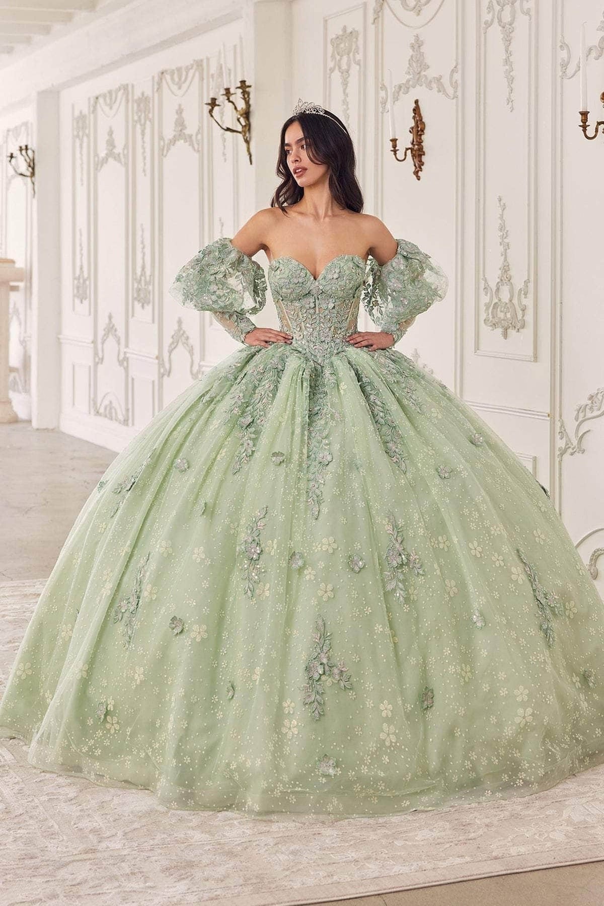 Cinderella Divine 15722 - Ballgown with Statement Puff Sleeves