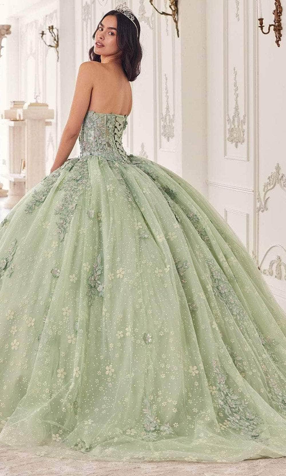 Cinderella Divine 15722 - Ballgown with Statement Puff Sleeves - detail view