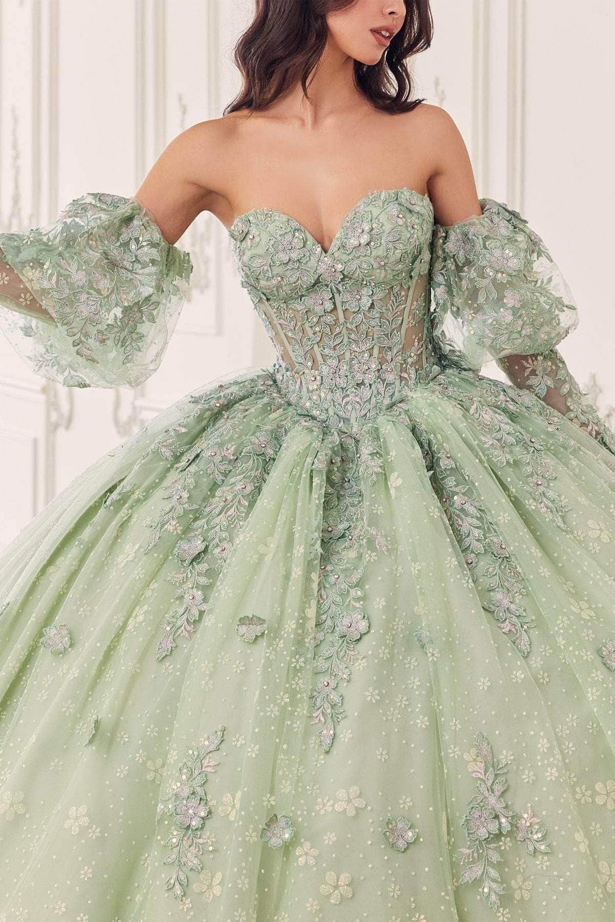 Cinderella Divine 15722 - Ballgown with Statement Puff Sleeves - view 7