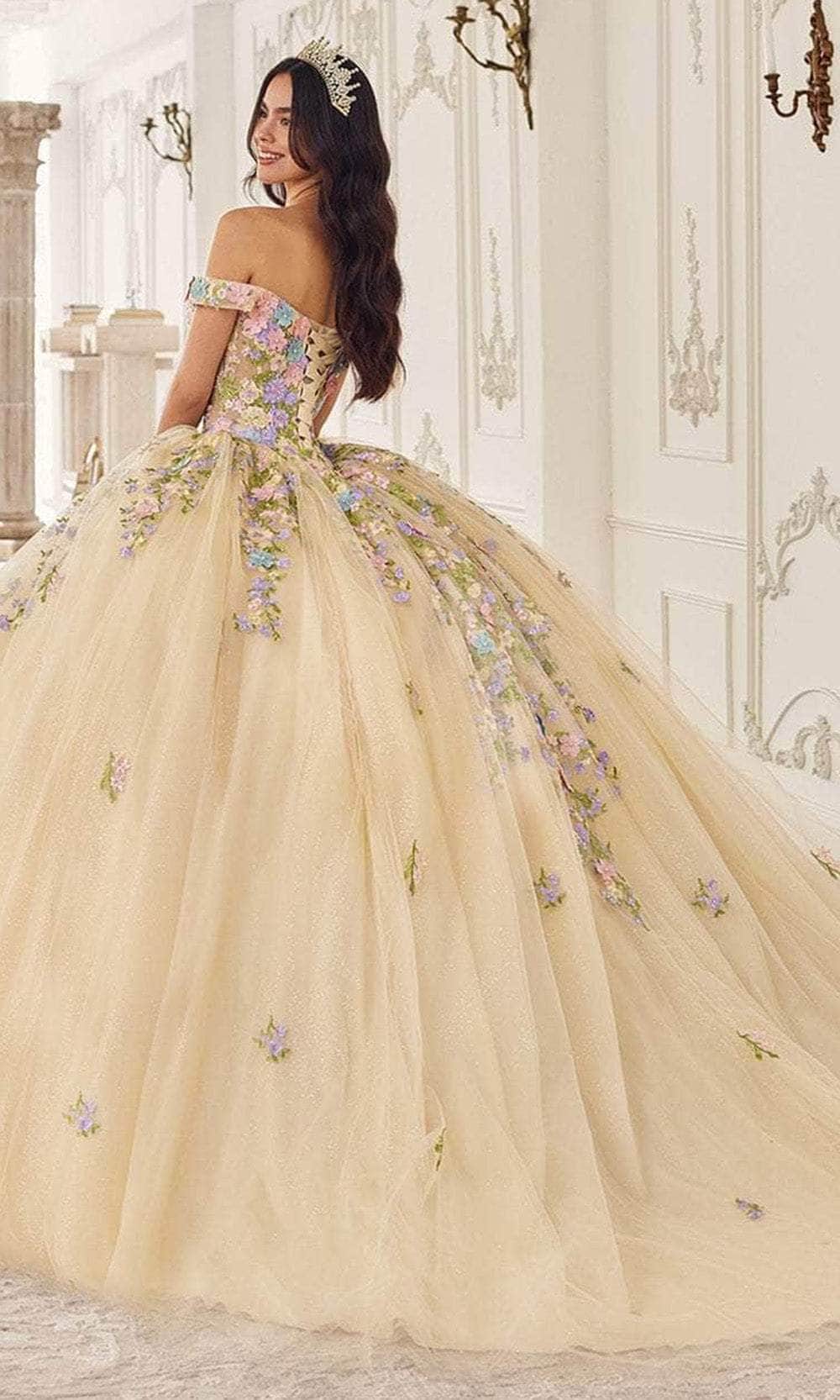 Cinderella Divine 15724 - Floral Multi-Color Ballgown - detail view