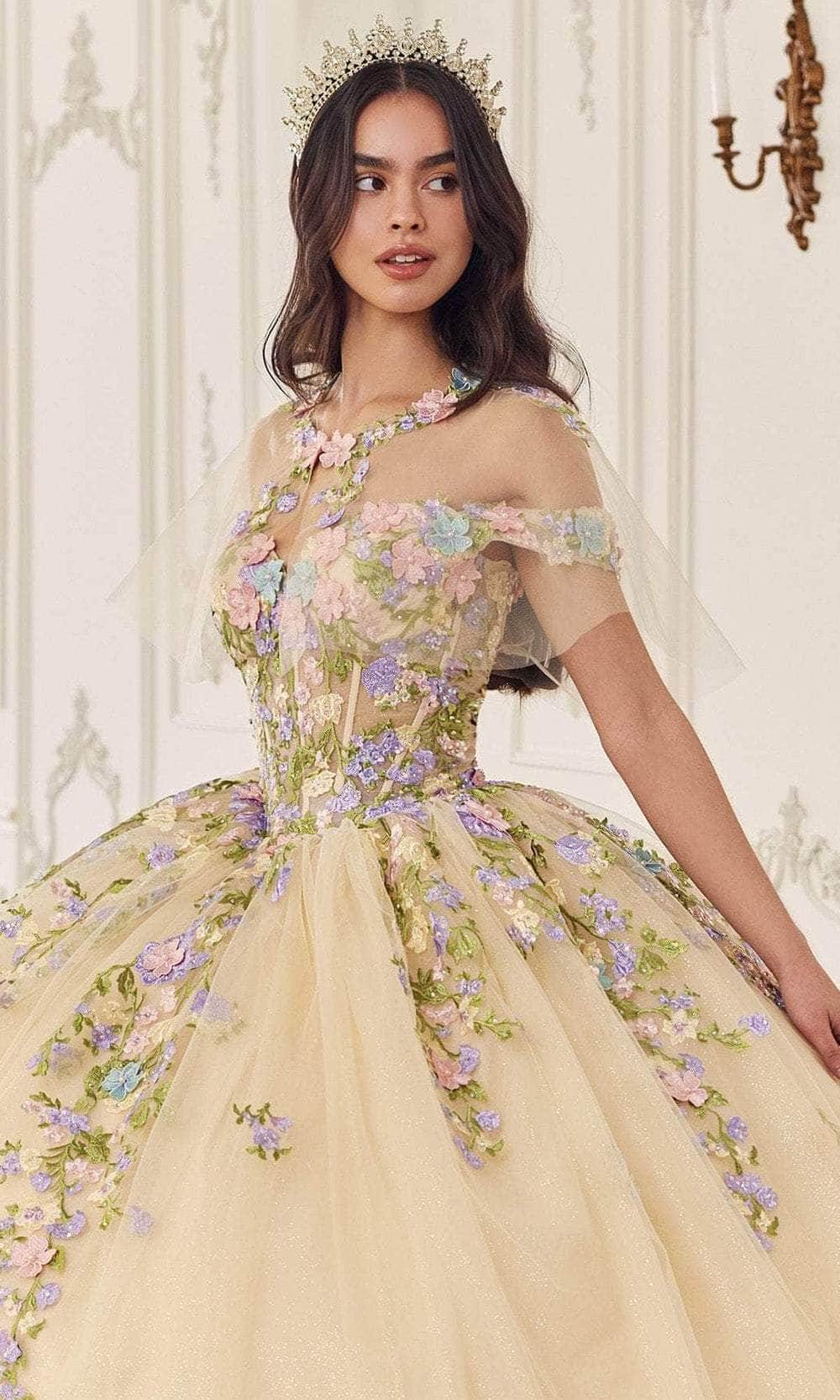 Cinderella Divine 15724 - Floral Multi-Color Ballgown - view 4