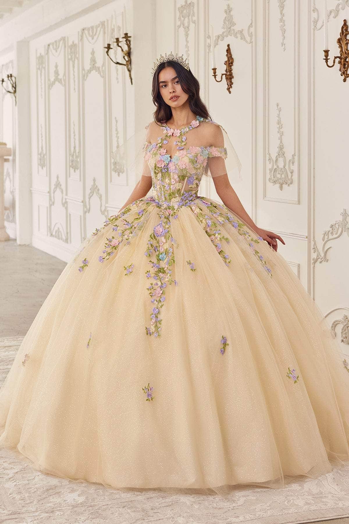 Cinderella Divine 15724 - Floral Multi-Color Ballgown - view 5