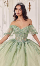 Cinderella Divine 15725 - Off Shoulder Beaded Ballgown - detail view