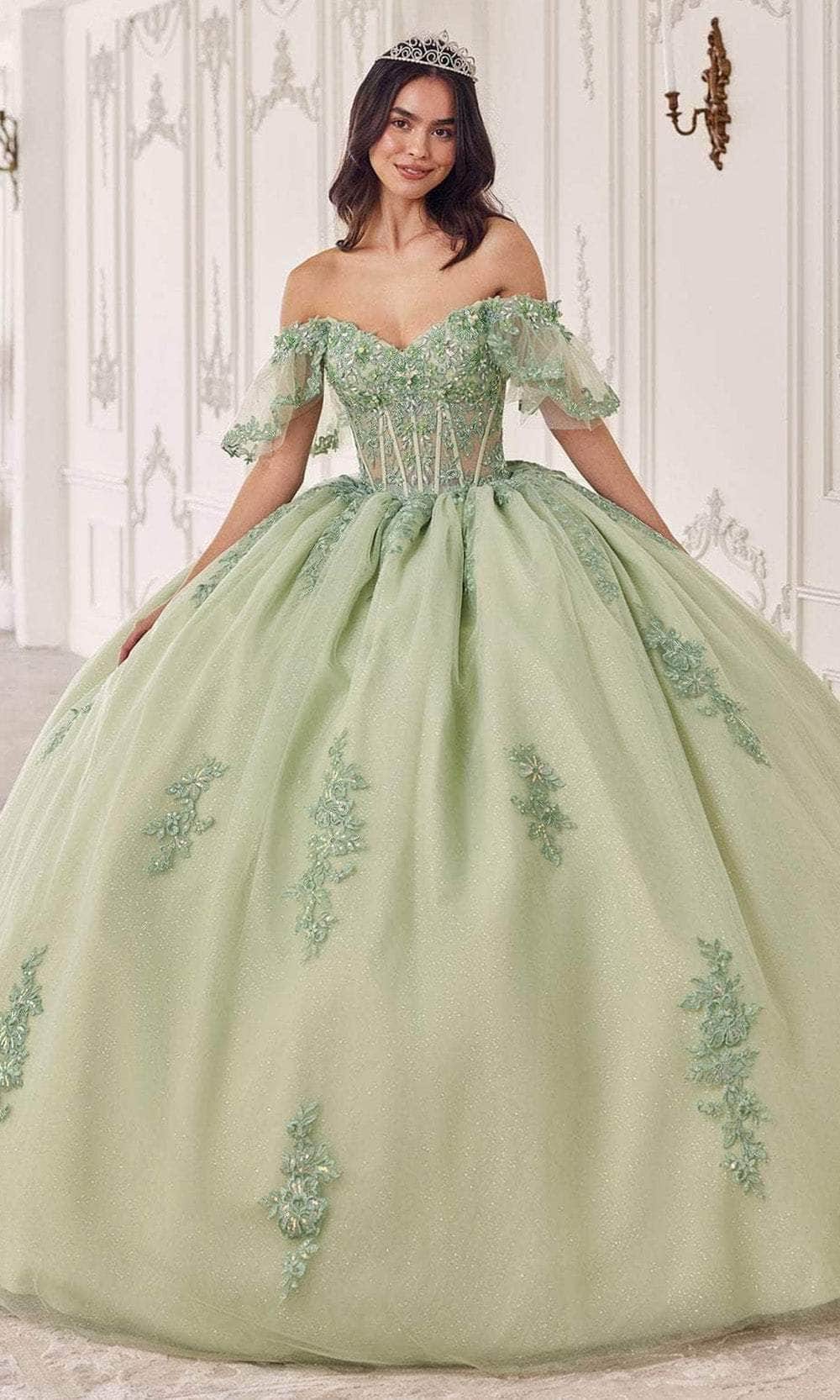Cinderella Divine 15725 - Off Shoulder Beaded Ballgown - Silhouette Dresses