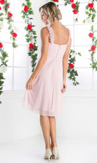 Cinderella Divine - 3801 Floral Strap Empire Waist A-Line Short Dress - back view