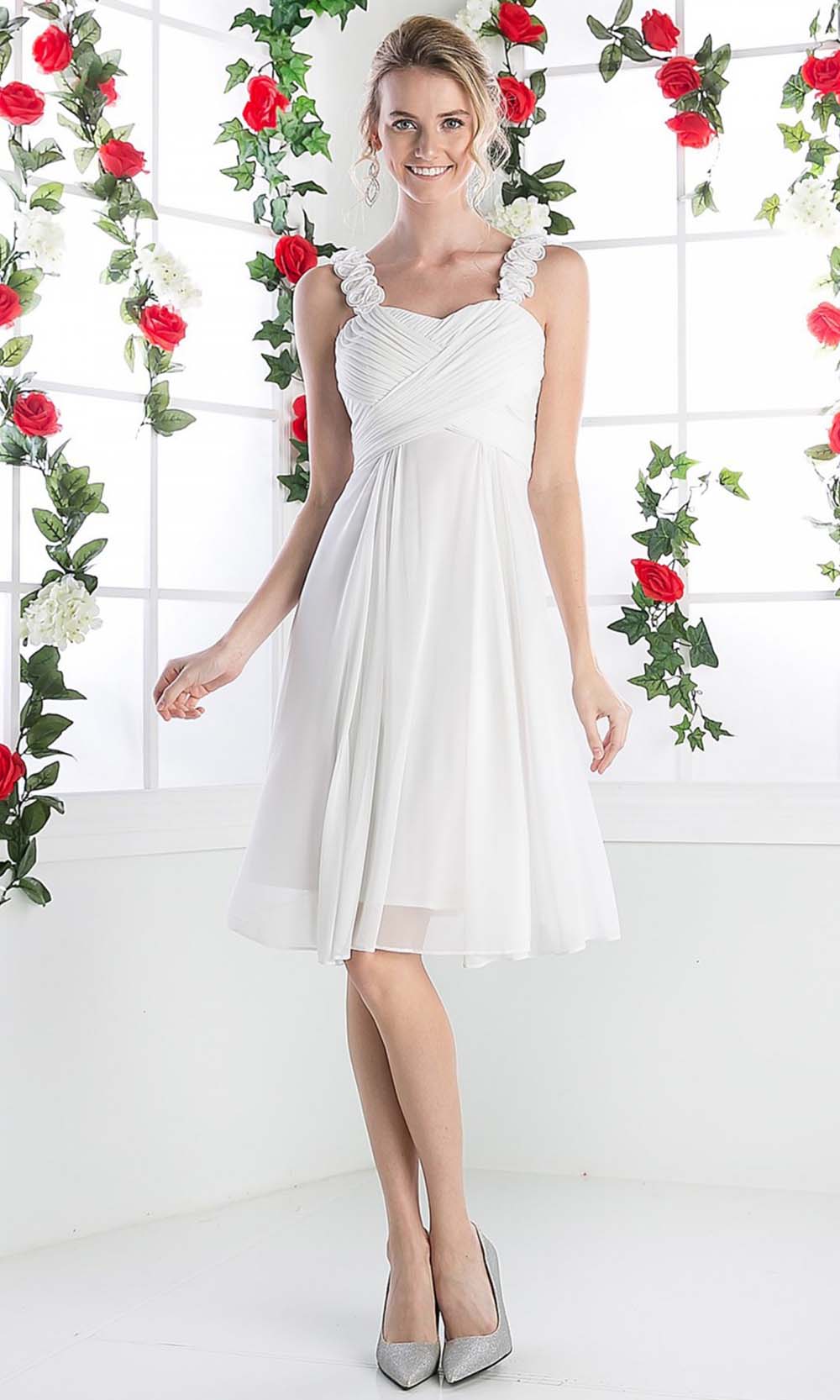 Cinderella Divine - 3801 Floral Strap Empire Waist A-Line Short Dress - view 7
