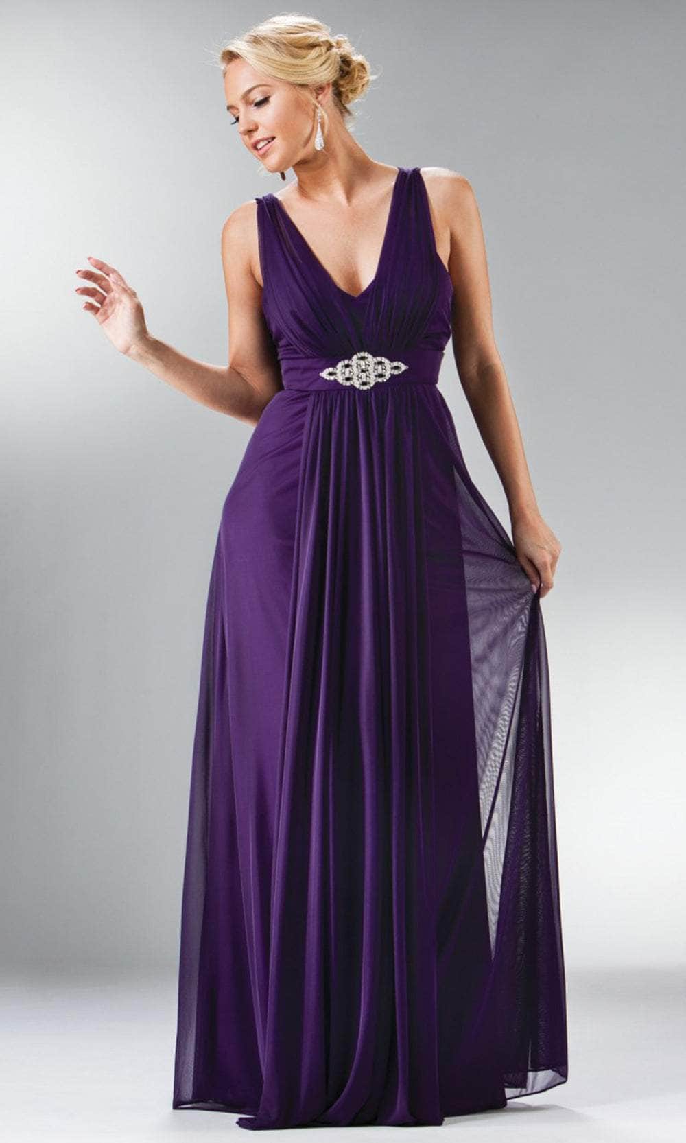 Cinderella Divine 3914 - Formal Ruched Chiffon Long Gown - detail view